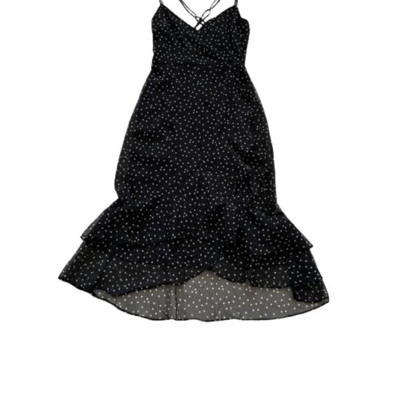 Miami Dress Black White Polka Dot Spaghetti Straps Ruffled Tiered Midi Small NEW - Picture 13 of 13